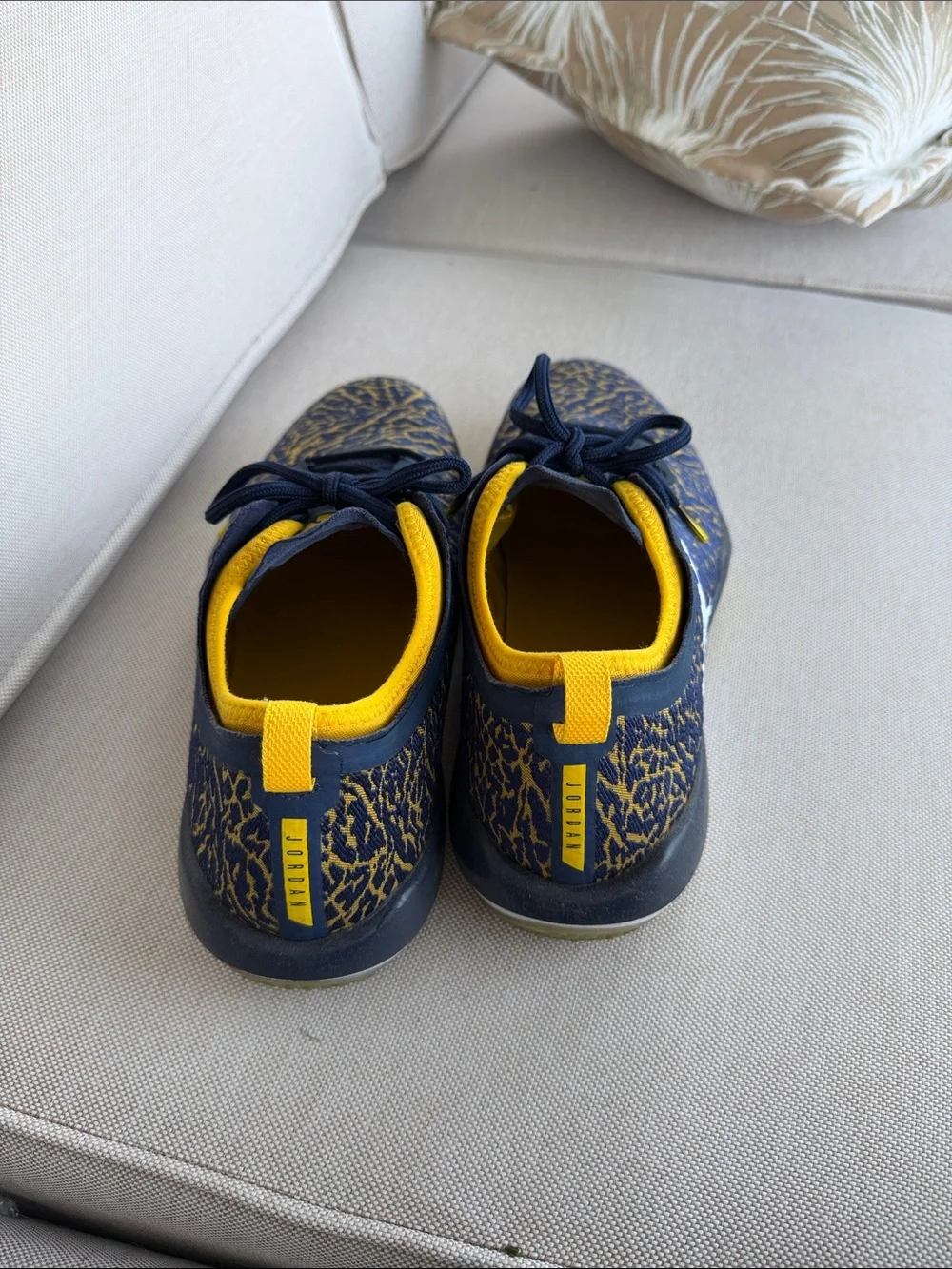 Jordan U of M Navy and Yellow Patterned Sneakers
